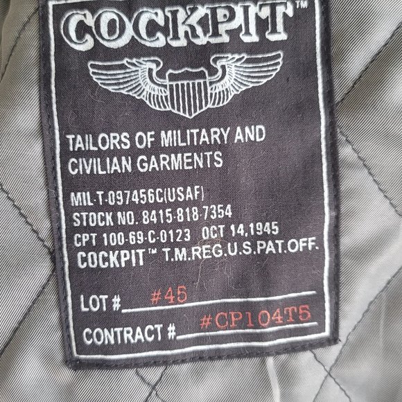 COCKPIT USA Leather Jacket Flight Bomber size L - Picture 6 of 12